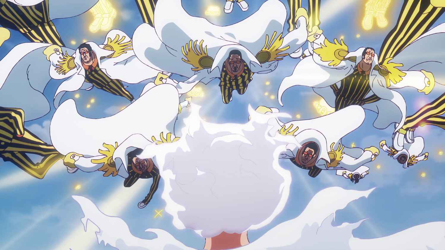 kizaru light clone attacking luffy