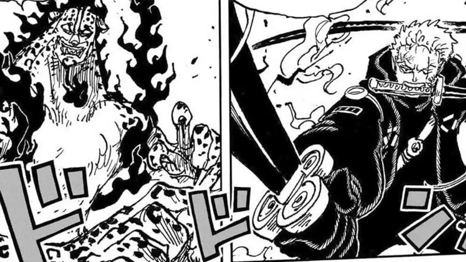 one piece, zoro vs lucci in zoan form