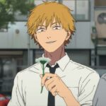 denji holding a flower in chainsaw man