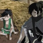 dororo waking up from sleep while hyakkimaru stays awake