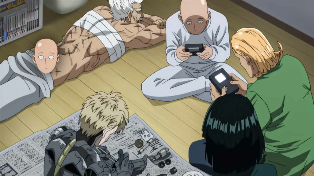 One Punch Man Season 3: 6.5 Years Wait for Same Recycled Animation 22 saitama and group chilling in one punch man season 3