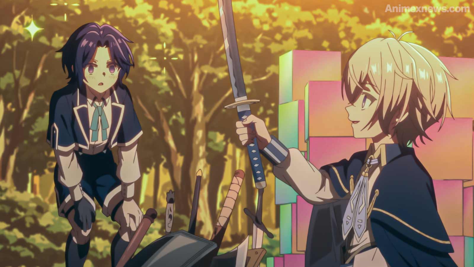 main character of the easygoing lords fun territory defense looking at sword
